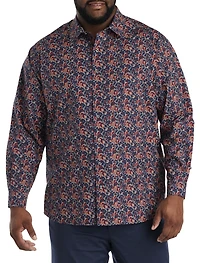 Multi Leaf Print Sport Shirt