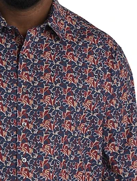 Multi Leaf Print Sport Shirt