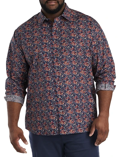 Multi Leaf Print Sport Shirt
