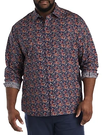 Multi Leaf Print Sport Shirt