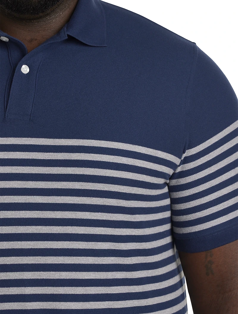 Double Stripe Heathered Polo Shirt