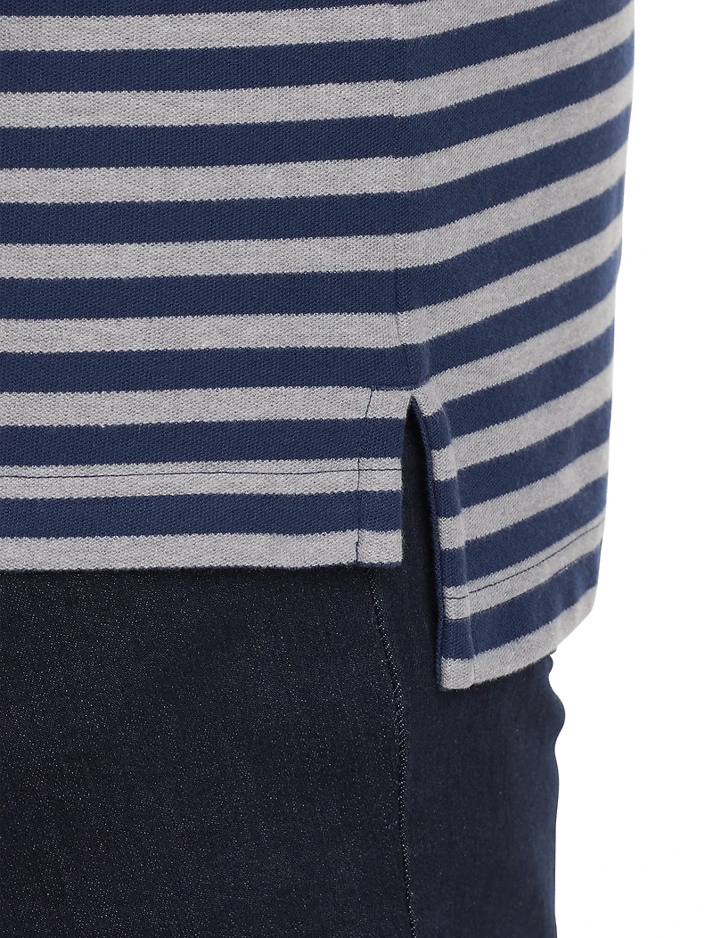 Double Stripe Heathered Polo Shirt