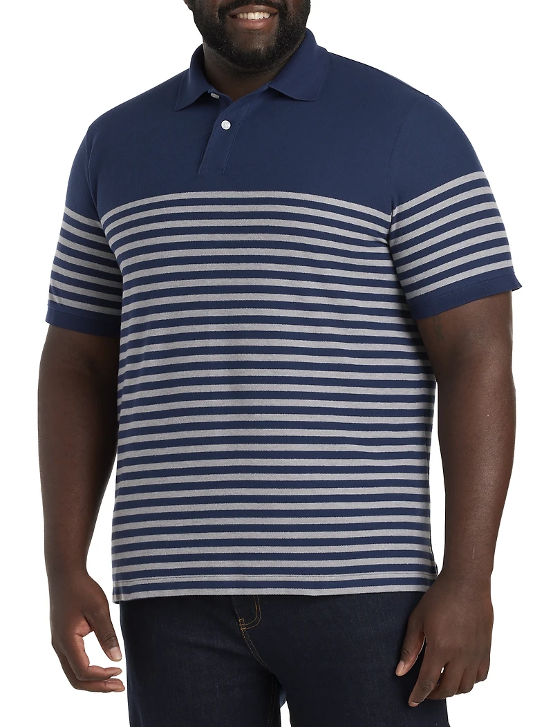Double Stripe Heathered Polo Shirt
