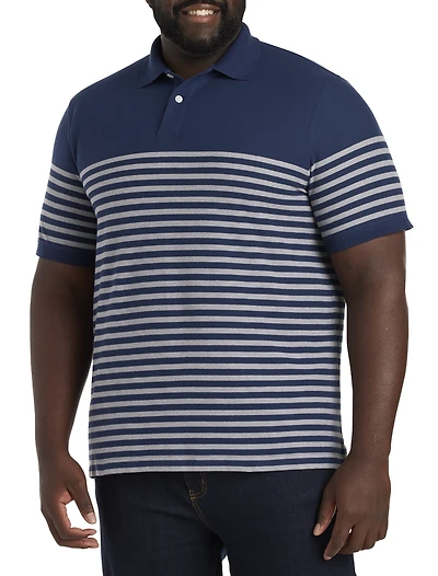 Double Stripe Heathered Polo Shirt