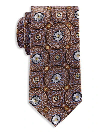 Large Medallion Silk Tie