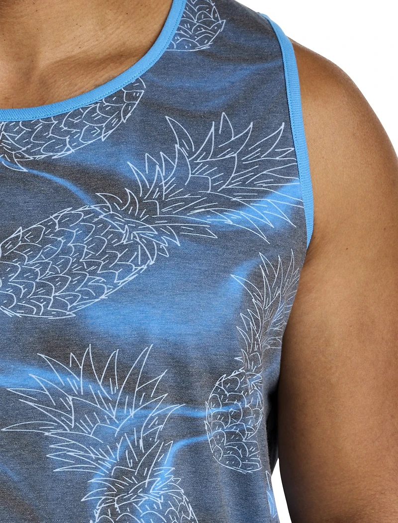 Pineapple Print Sleeveless T-Shirt