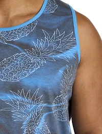 Pineapple Print Sleeveless T-Shirt