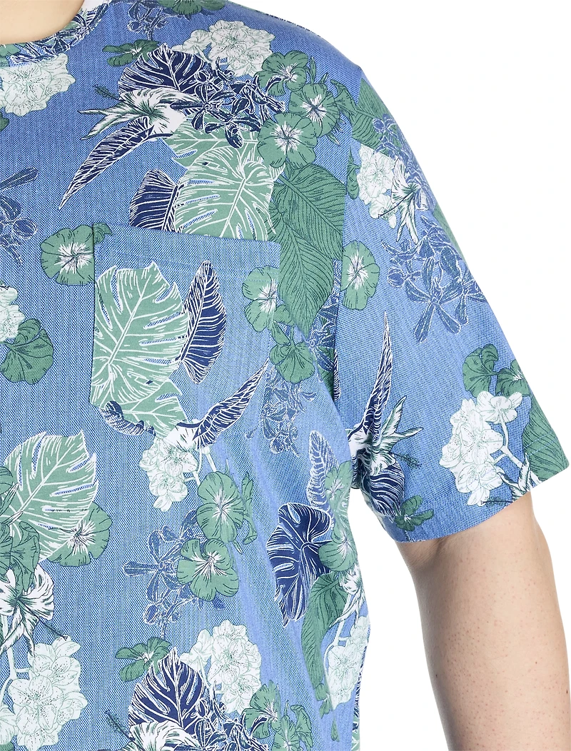 Floral Print Moisture-Wicking Pocket T-Shirt