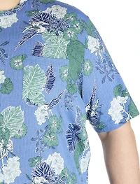 Floral Print Moisture-Wicking Pocket T-Shirt