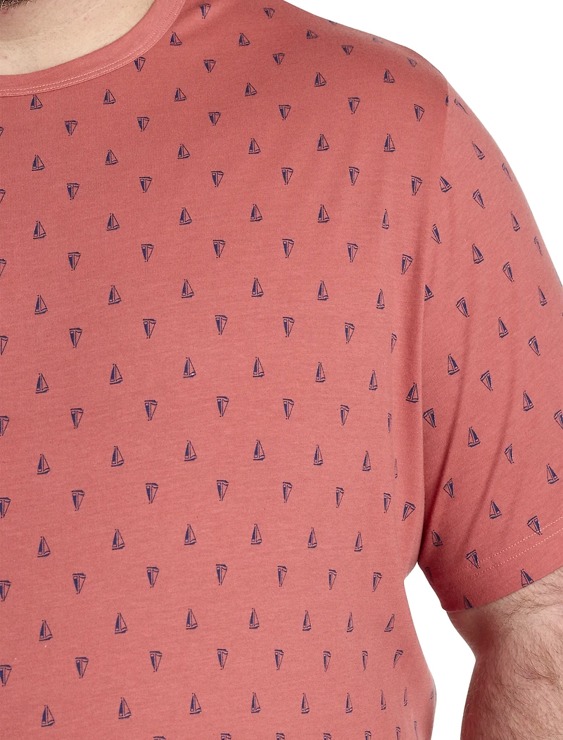 Sailboat Print Moisture-Wicking T-Shirt
