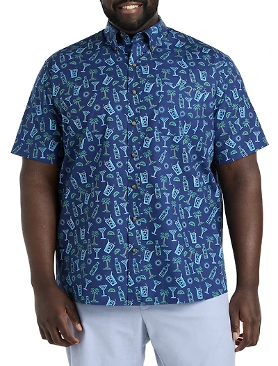 Easy-Care Tropical Print Sport Shirt