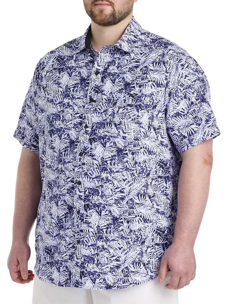 Leaf Print Microfiber Sport Shirt