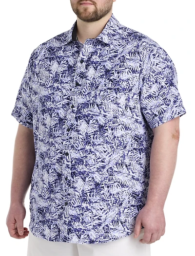Leaf Print Microfiber Sport Shirt