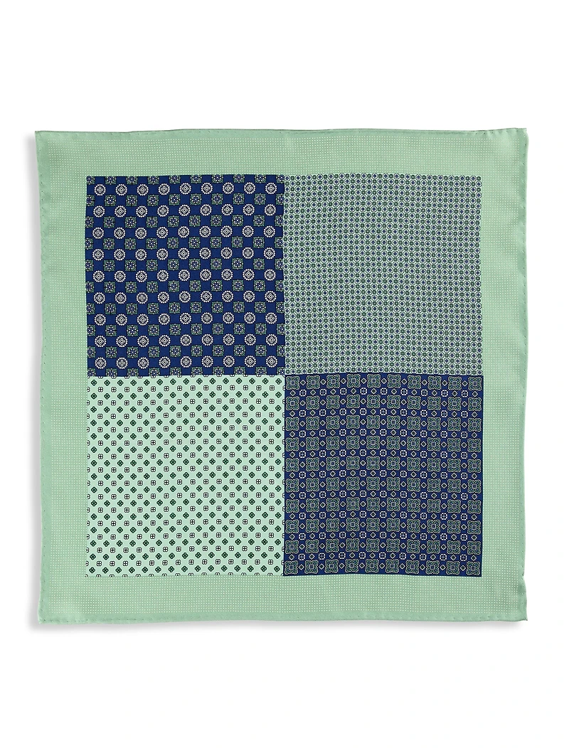 Geometric Patterned Silk Pocket Square