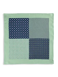 Geometric Patterned Silk Pocket Square