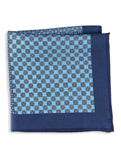 Geometric Patterned Silk Pocket Square
