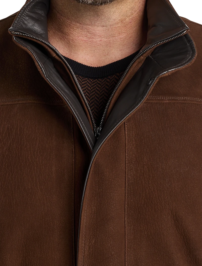 Double-Collar Butterskin Leather Jacket