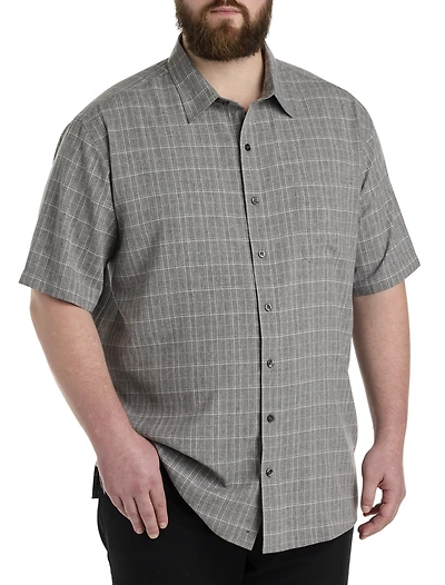 Large Plaid Microfiber Sport Shirt