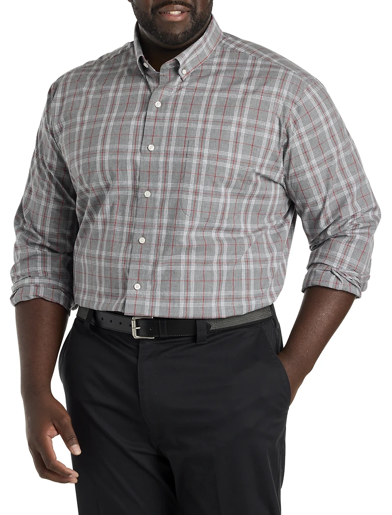 Heathered Large Plaid Sport Shirt