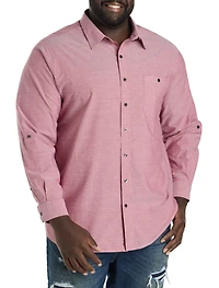 Washed Oxford Rolled-Sleeve Sport Shirt