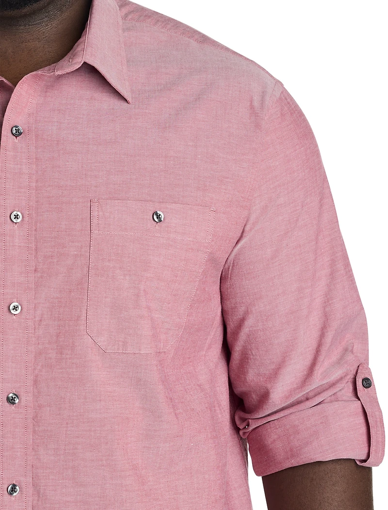 Washed Oxford Rolled-Sleeve Sport Shirt