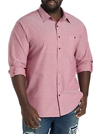 Washed Oxford Rolled-Sleeve Sport Shirt