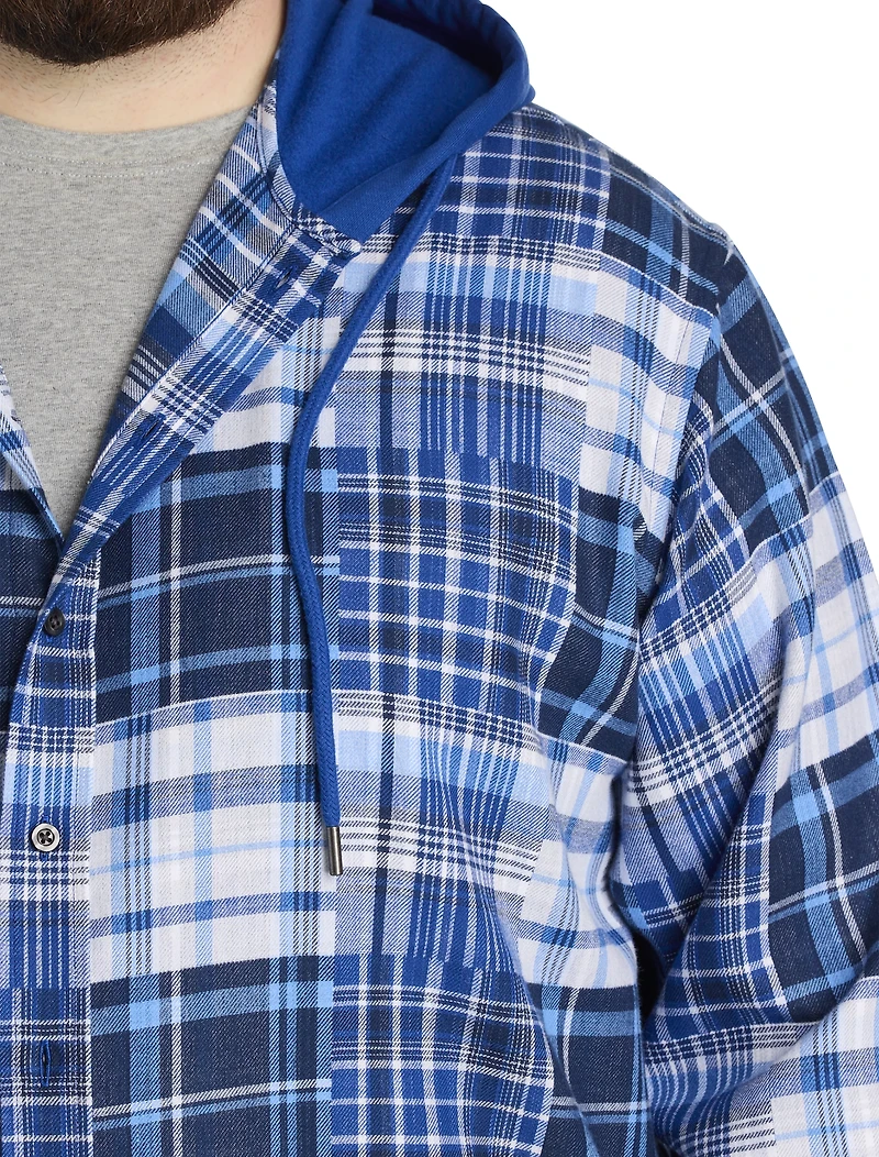 Plaid Hooded Flannel Sport Shirt