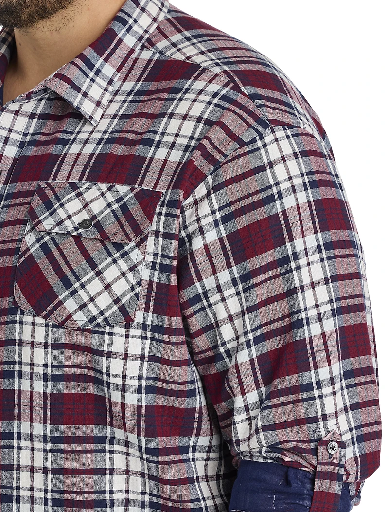 Plaid Rolled-Sleeve Sport Shirt