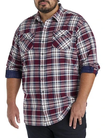 Plaid Rolled-Sleeve Sport Shirt