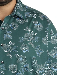 Rolled-Sleeve Floral Print Sport Shirt