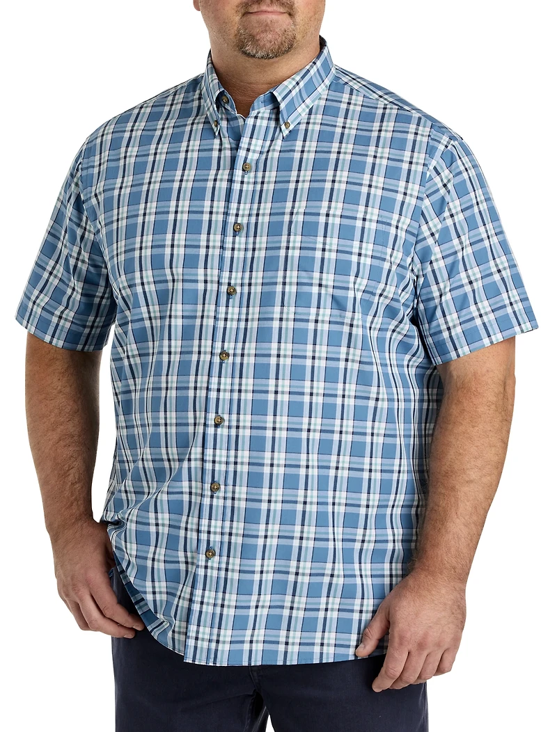 Easy-Care Tonal Medium Plaid Sport Shirt