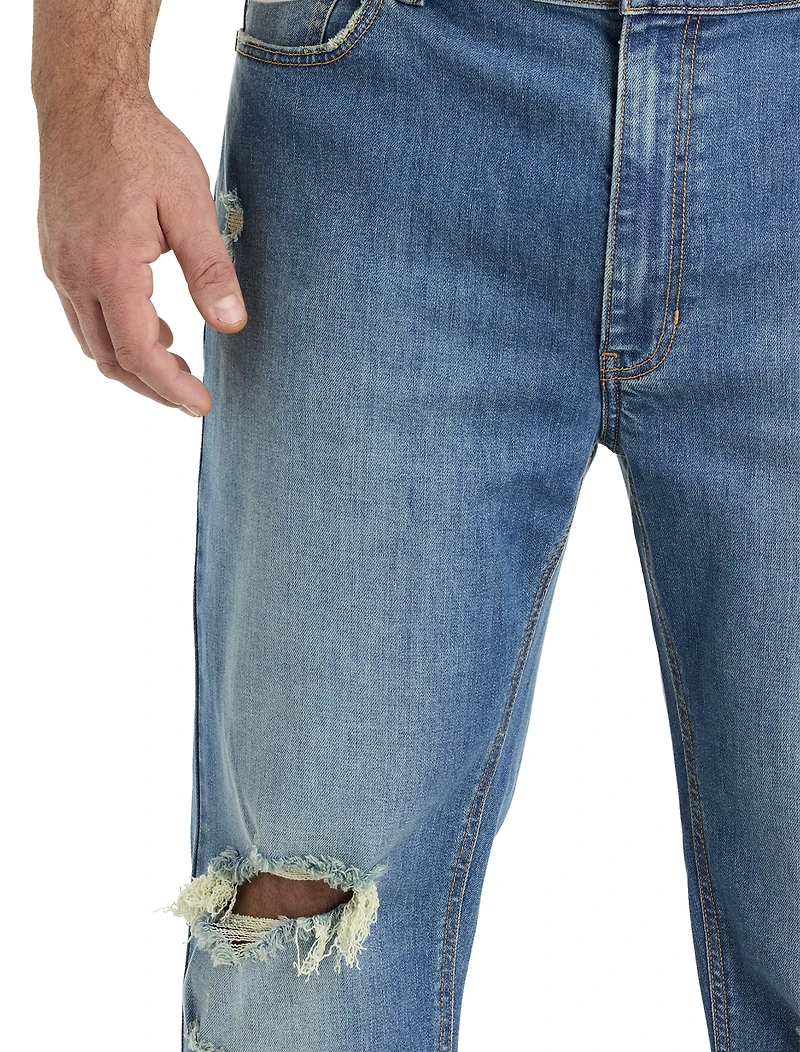 Ripped Tapered-Fit Jeans