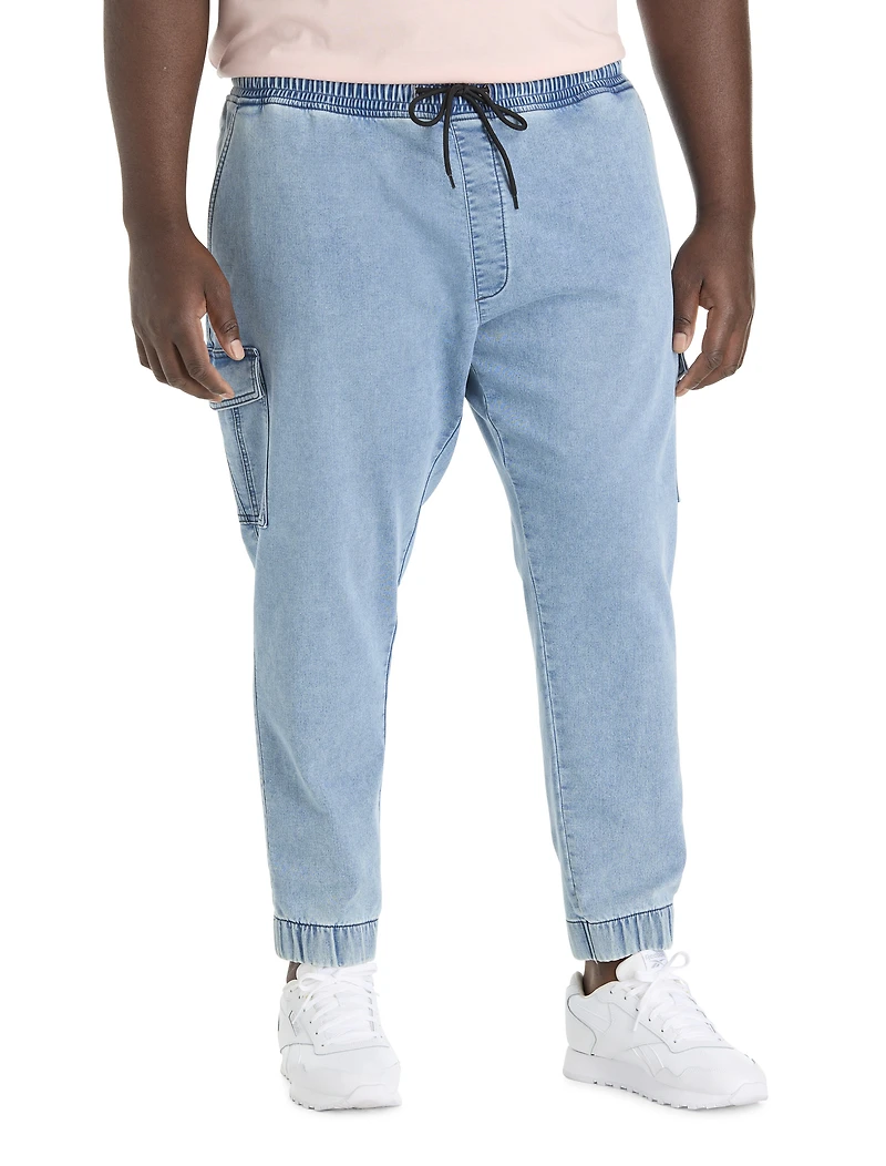 Knit Denim Cargo Joggers
