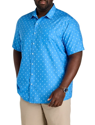 Microfiber Sailboat Print Sport Shirt