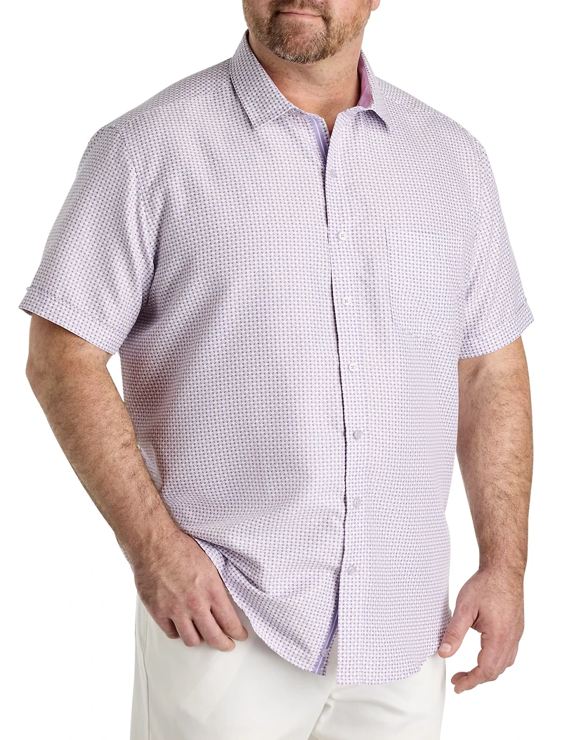 Microfiber Geometric Print Sport Shirt