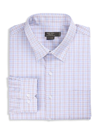 Wrinkle-Resistant Grid Patterned Dress Shirt