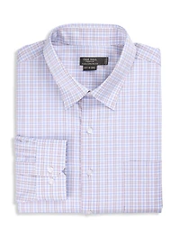 Wrinkle-Resistant Grid Patterned Dress Shirt