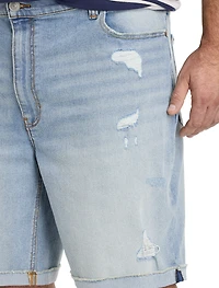 Athletic-Fit Destructed Denim Shorts