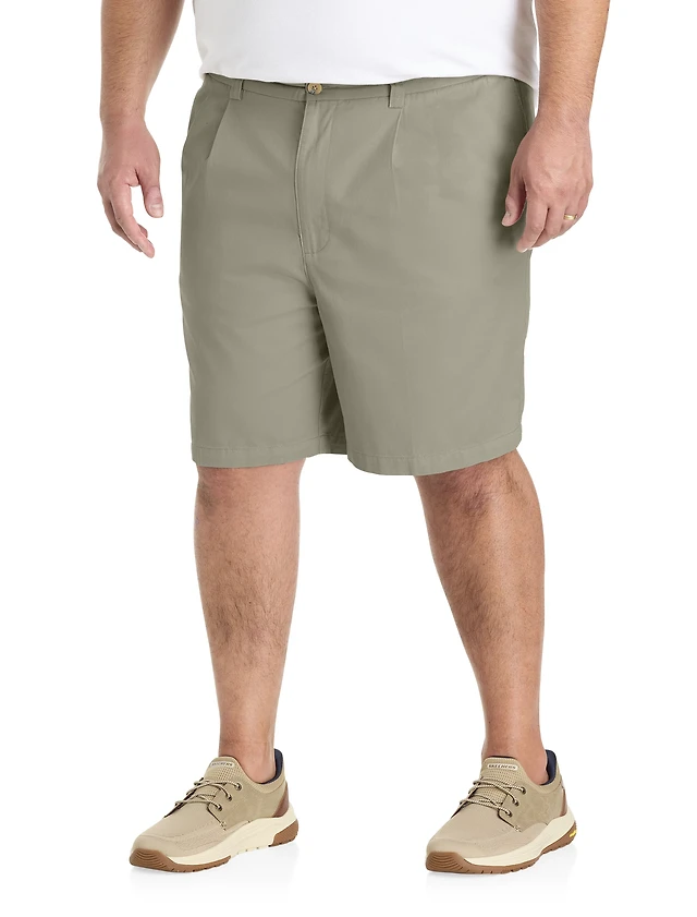Waist-Relaxer Pleated Cotton Shorts
