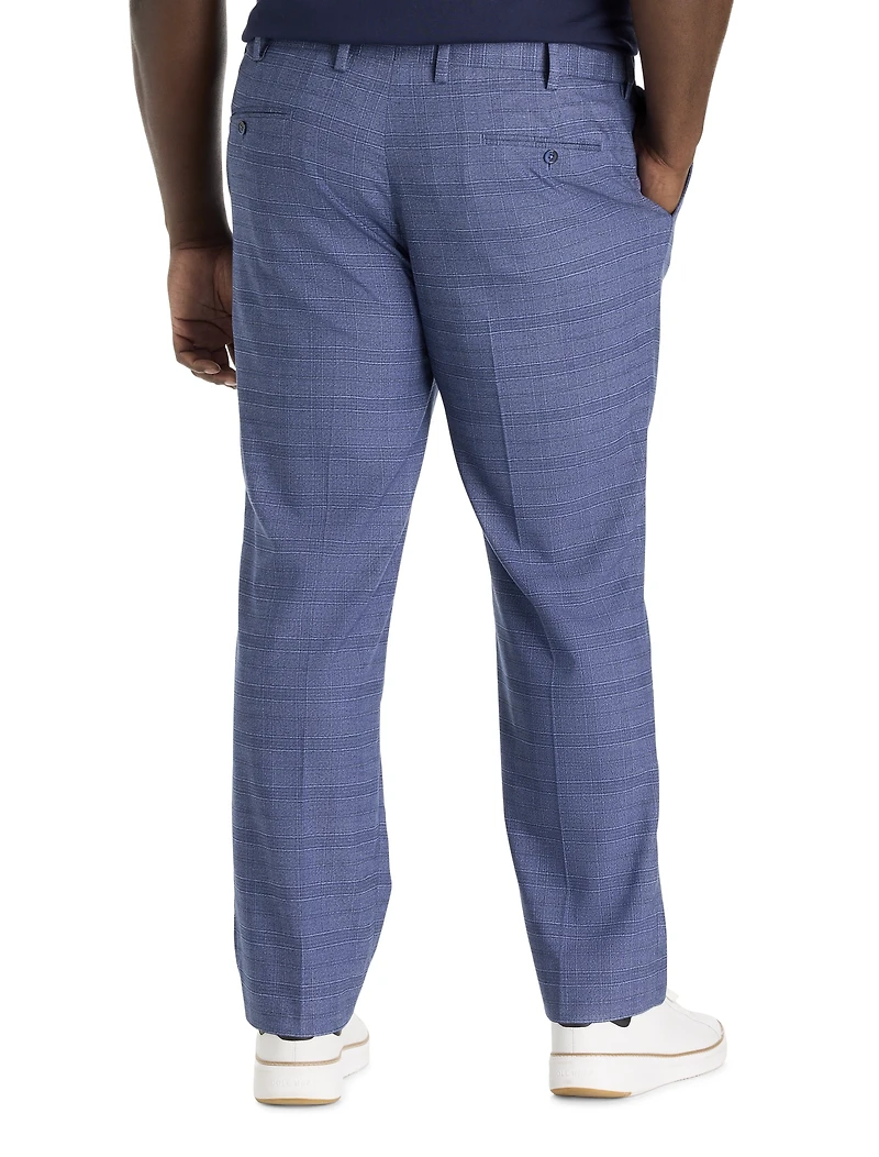 Waist-Relaxer Plaid Flat-Front Dress Pants