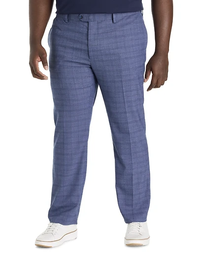 Waist-Relaxer Plaid Flat-Front Dress Pants