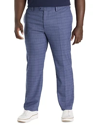 Waist-Relaxer Plaid Flat-Front Dress Pants
