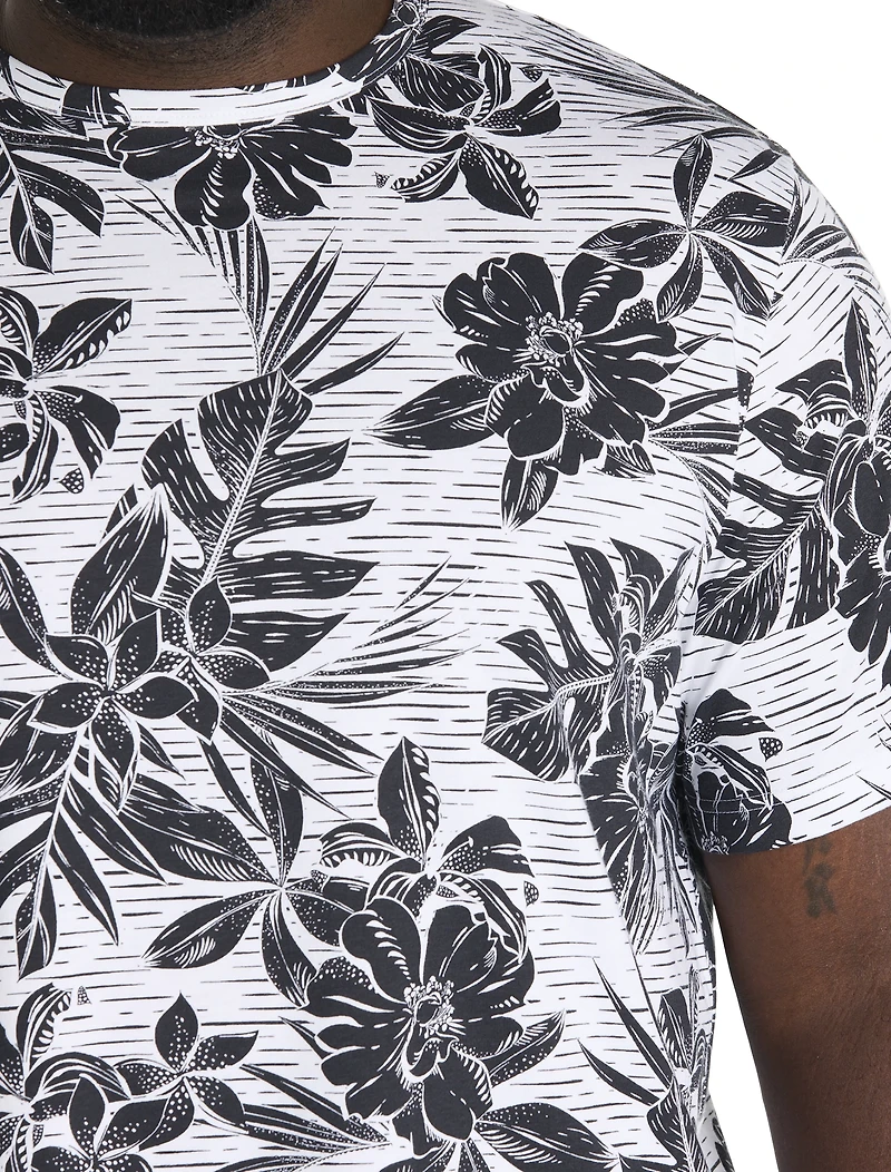 Moisture-Wicking Tropical Print T-Shirt