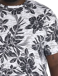 Moisture-Wicking Tropical Print T-Shirt
