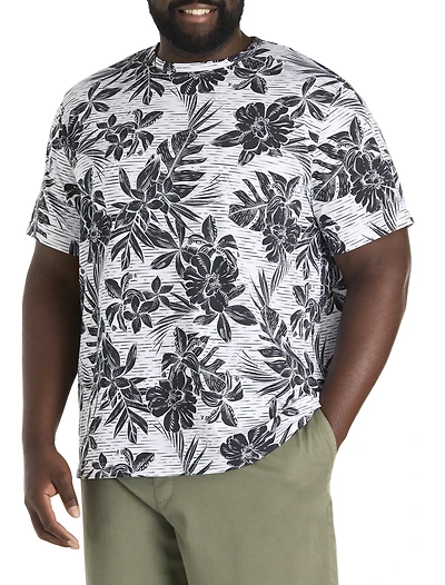 Moisture-Wicking Tropical Print T-Shirt