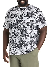Moisture-Wicking Tropical Print T-Shirt