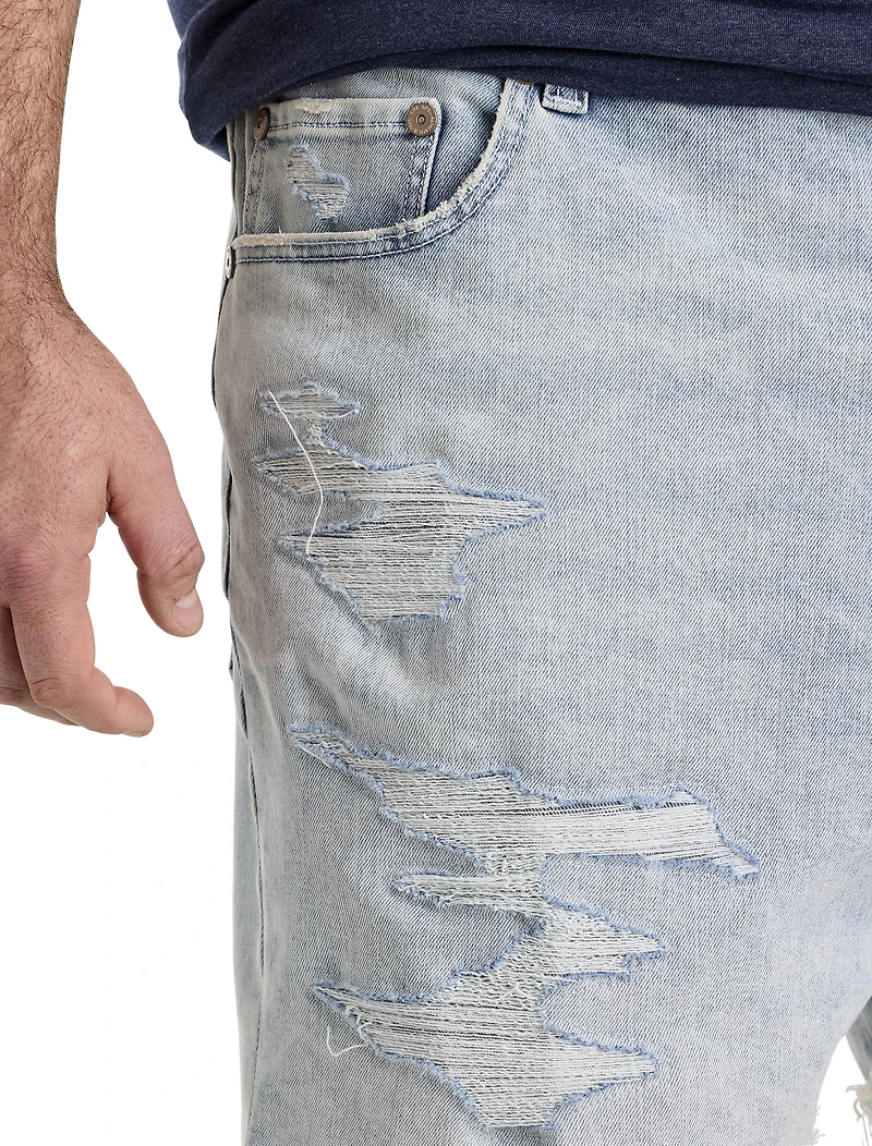 Destructed Athletic-Fit Denim Shorts