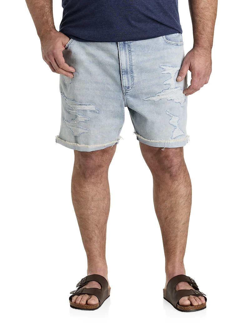Destructed Athletic-Fit Denim Shorts