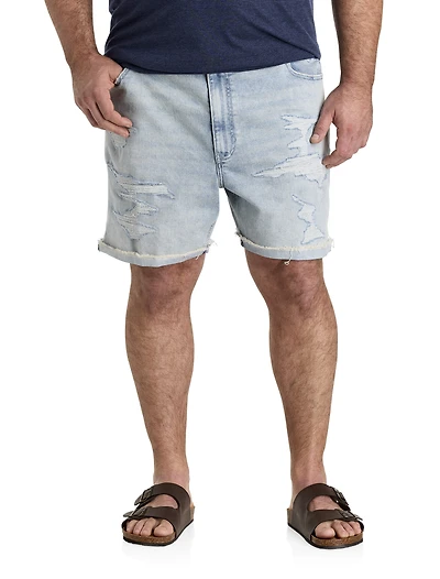 Destructed Athletic-Fit Denim Shorts