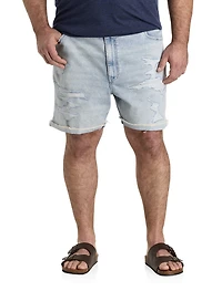 Destructed Athletic-Fit Denim Shorts